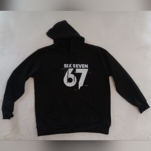 SHEIN Black Hoodie with White '67' Graphic